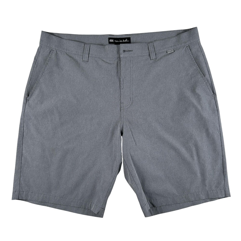 Travis Mathew Chino Shorts Mens 38 Gray Check Stretch Golf Flat Front Casual